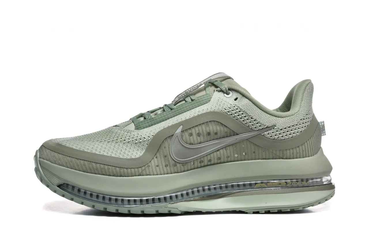 Nike Green Silver Engineered Mesh Upper Full-Length Air Zoom Unit Running Shoes 7