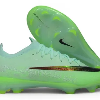 Nike Green Transparent Low-Cut Knit Upper Iridescent Swoosh Stripe Firm-Ground Soccer Shoes