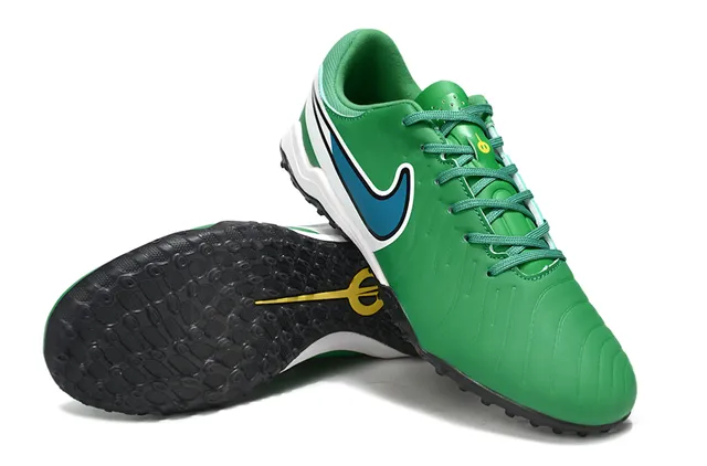 Nike Vert Blanc Bas Coupe Synthétique Supérieur Ribbeté Avant-pied Texture Turf Chaussures de Football 4