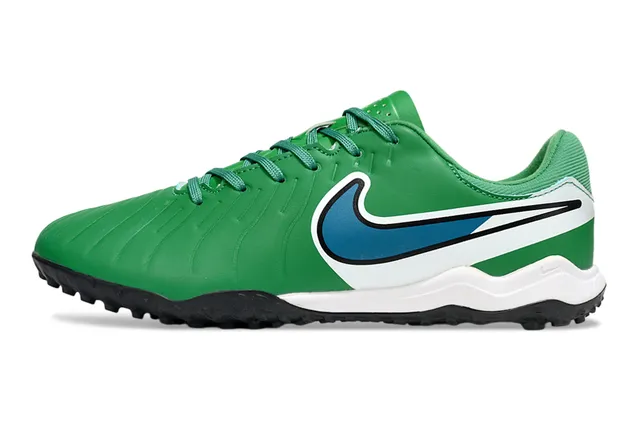 Nike Vert Blanc Bas Coupe Synthétique Supérieur Ribbeté Avant-pied Texture Turf Chaussures de Football 7