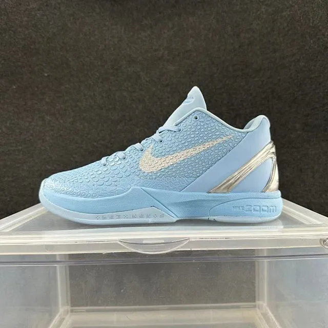 Nike Kobe 6 Blue Silver Pebble-Textured Asymmetrical Lacing Tênis de Basquete 2