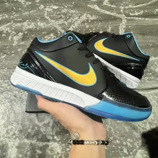 Nike Kobe Black Gold Low-Top Silhouette Glossy Patent Leather Toe Basketball Shoes