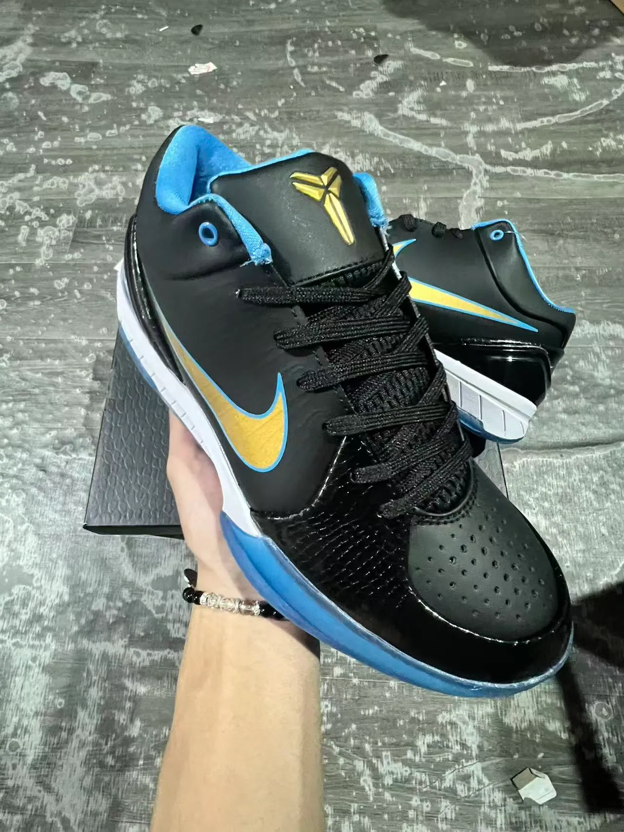 Nike Kobe Black Gold Low-Top Silhouette Glossy Patent Leather Toe Basketball Shoes 2