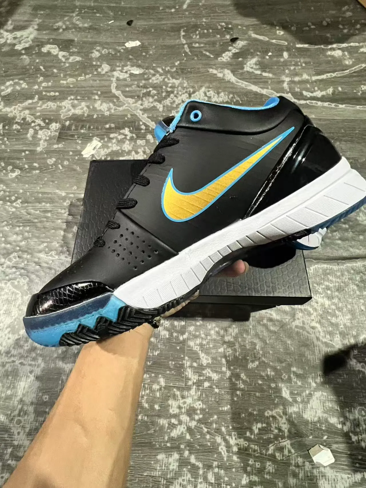 Nike Kobe Black Gold Low-Top Silhouette Glossy Patent Leather Toe Basketball Shoes 5