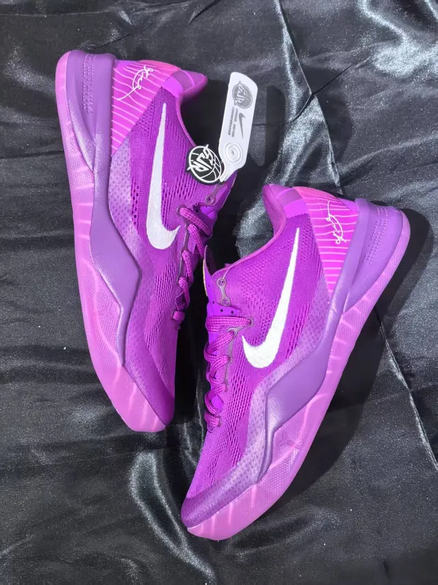 Nike Kobe Purple White Knit Upper Low-Top Silhouette Basketball Shoes 2