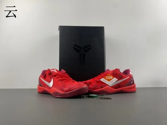 Nike Kobe Tênis de Basquete Vermelho Branco Superior Tricô Motivo Coração Impressão 14