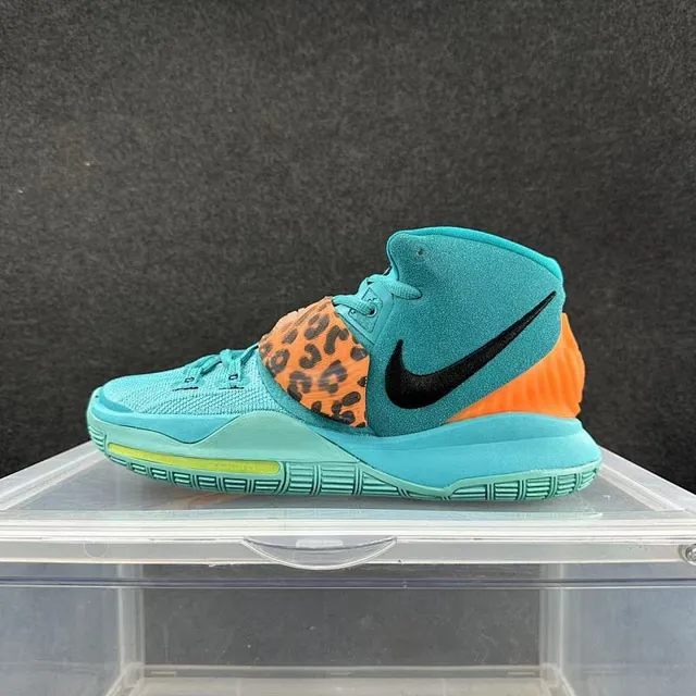 Nike Kyrie Blue Orange High-Top Leopard-Print Strap Overlay Basketball Shoes 2