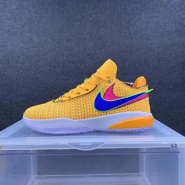 Nike Kyrie Yellow Blue Knit Layered Swoosh Basketball Shoes 2