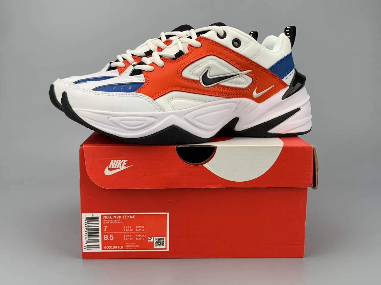 Nike M2K Tekno White Orange Blue Chunky Sneakers 3