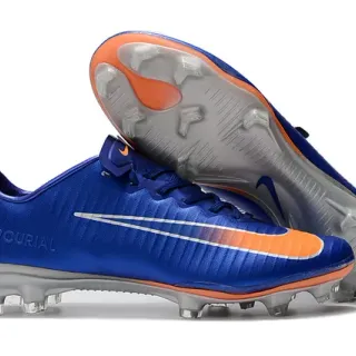 Nike Mercurial Blue Orange Low-Cut Synthetic Upper Ribbed Texture Firm-Ground Soccer Shoes
