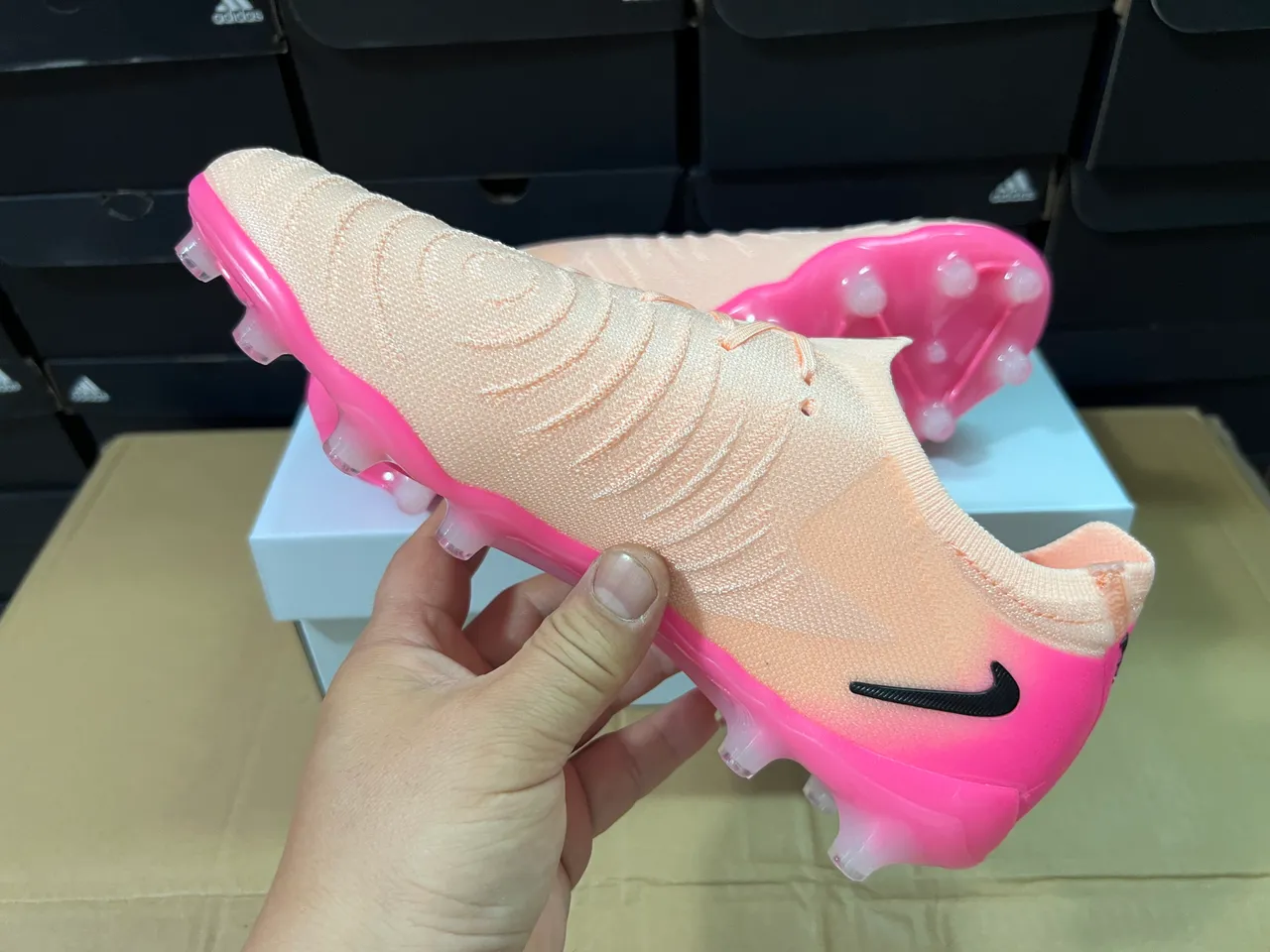 Nike Mercurial Soccer Cleats Peach Pink Gradient Firm-Ground Soccer Shoes 8