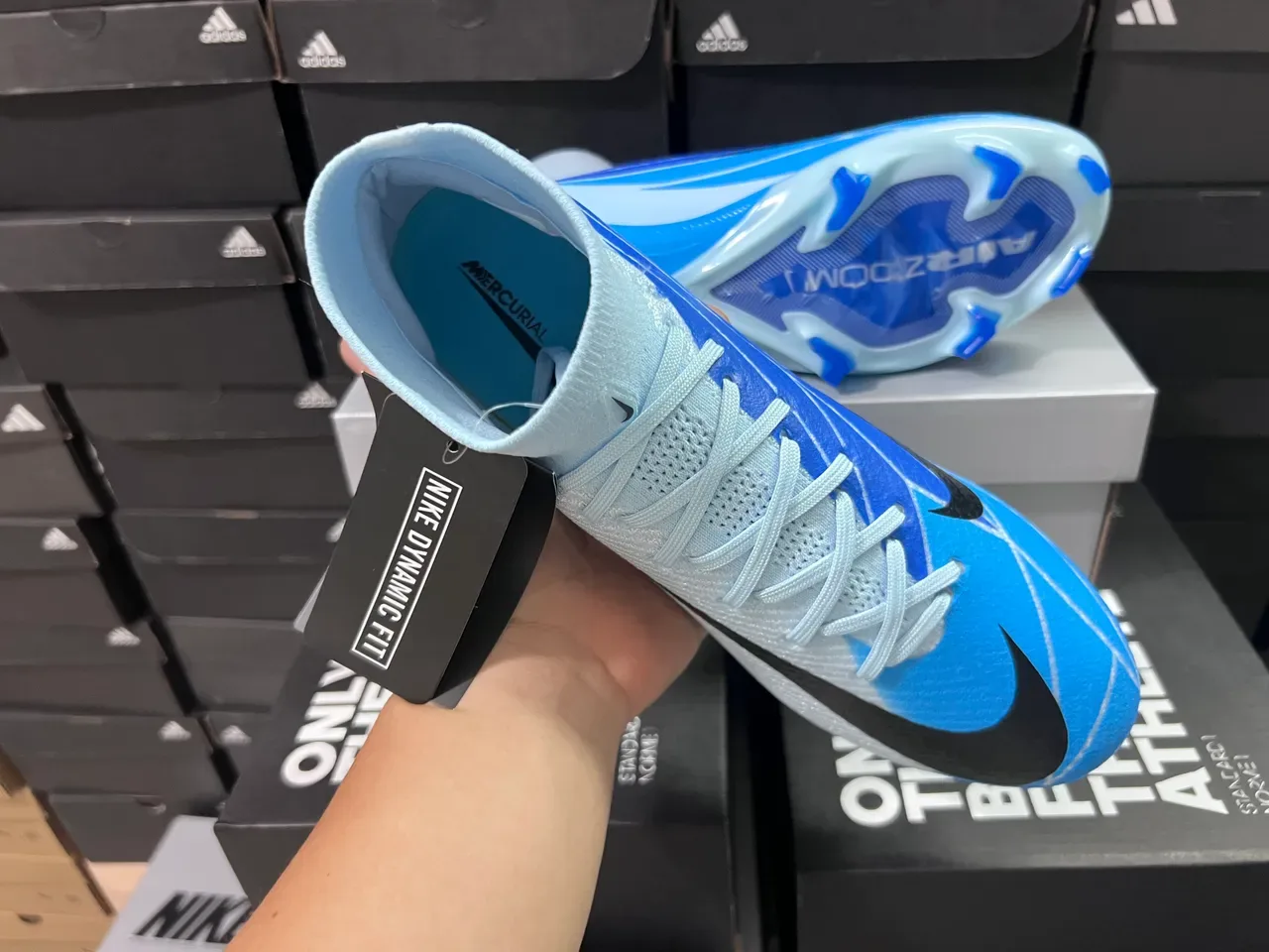 Nike Mercurial Superfly High-Cut Bleu Clair Argent Firm-Ground Chaussures de football 3