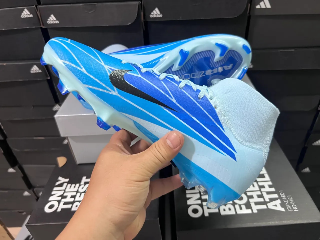 Nike Mercurial Superfly High-Cut Bleu Clair Argent Firm-Ground Chaussures de football 4