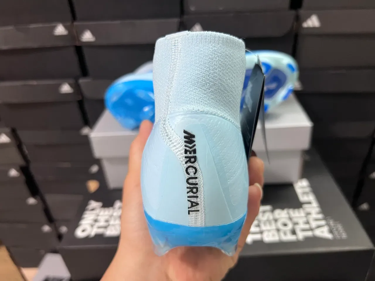 Nike Mercurial Superfly High-Cut Bleu Clair Argent Firm-Ground Chaussures de football 5