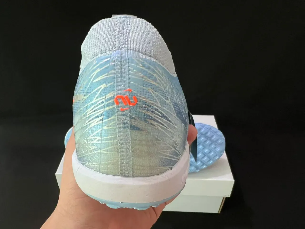 Nike Mercurial Sapatos de futebol Turf Azul Claro Laranja Iridescente 3
