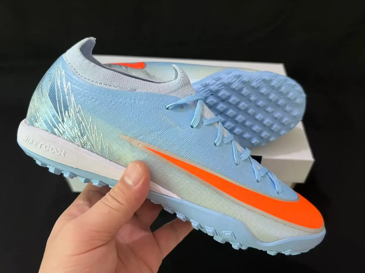 Nike Mercurial Sapatos de futebol Turf Azul Claro Laranja Iridescente 6