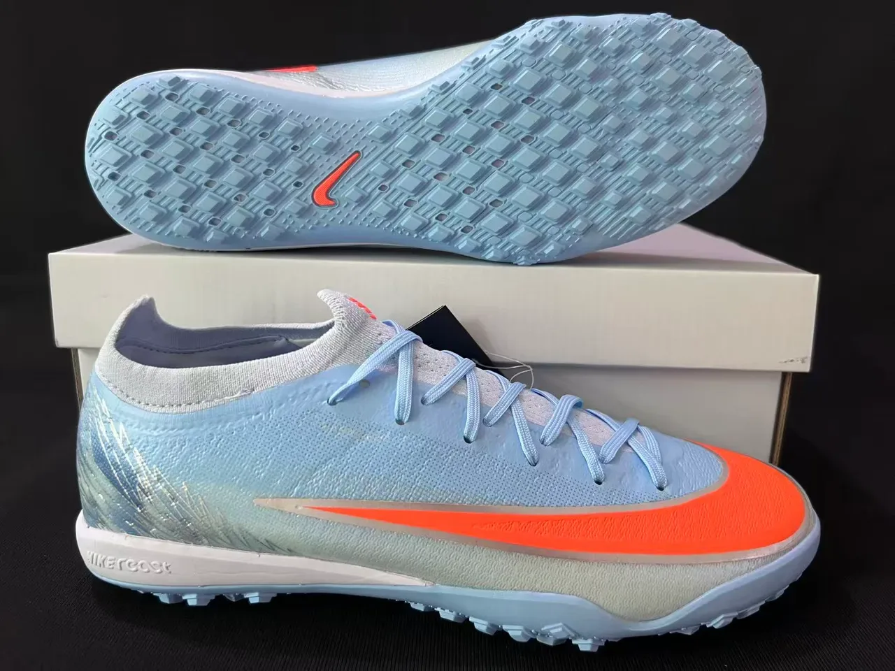 Nike Mercurial Sapatos de futebol Turf Azul Claro Laranja Iridescente 7