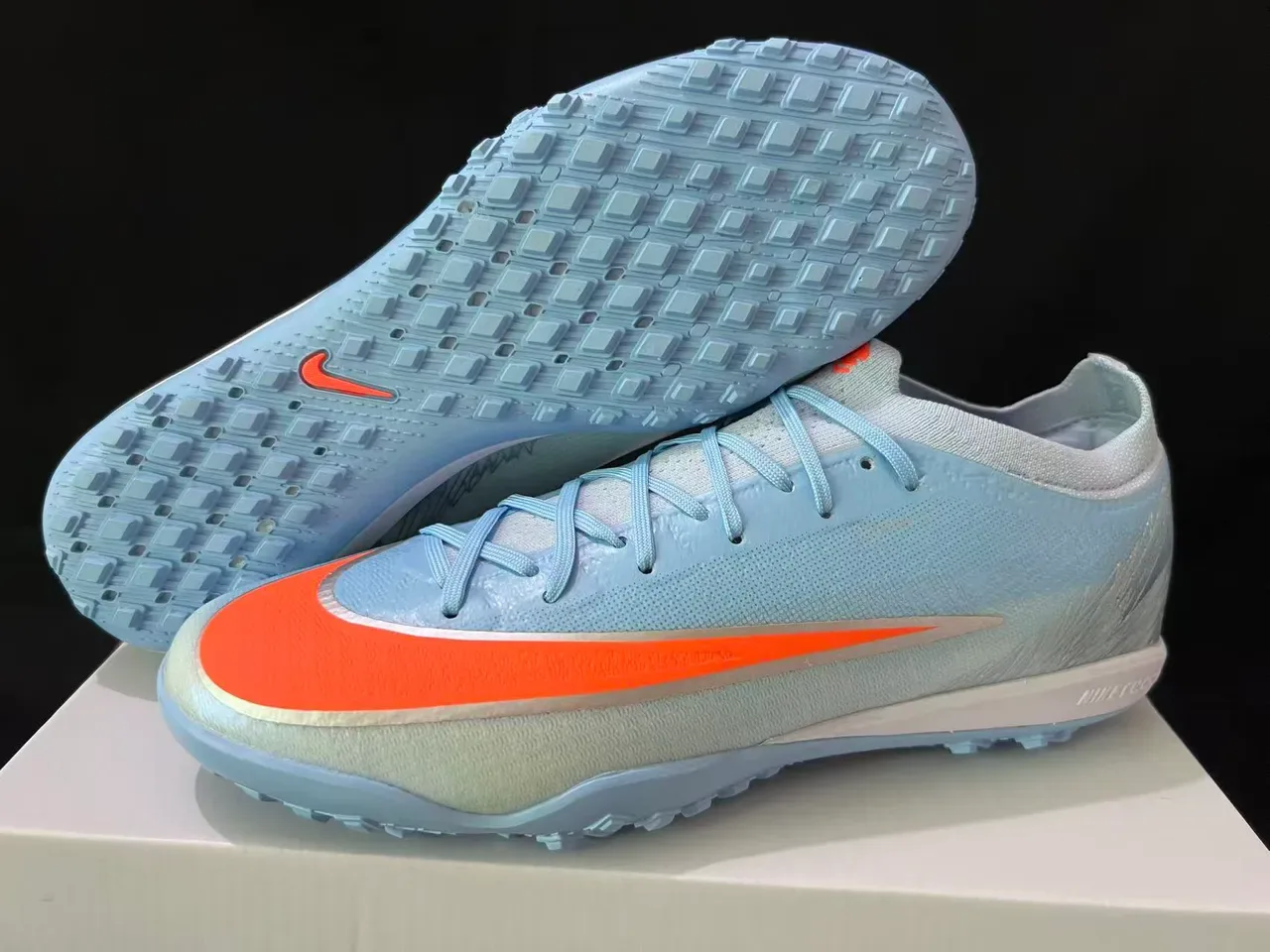 Nike Mercurial Sapatos de futebol Turf Azul Claro Laranja Iridescente 8