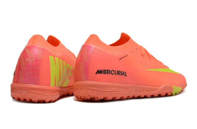 Nike Mercurial Turf Laranja e Verde Lima Turf Sapatos de Futebol 5