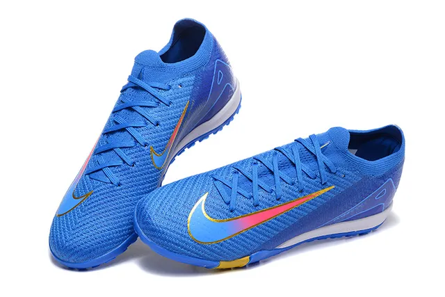 Nike Mercurial Vapor Blue Yellow Flyknit partie supérieure Low-Cut Collar gazon football chaussures 2