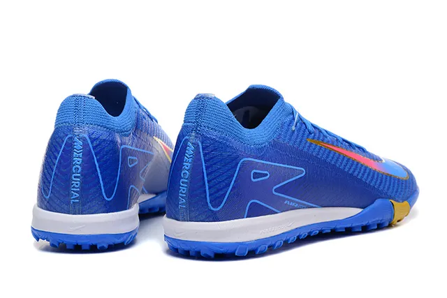 Nike Mercurial Vapor Blue Yellow Flyknit partie supérieure Low-Cut Collar gazon football chaussures 3
