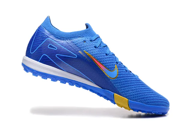 Nike Mercurial Vapor Blue Yellow Flyknit partie supérieure Low-Cut Collar gazon football chaussures 4