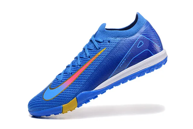 Nike Mercurial Vapor Blue Yellow Flyknit partie supérieure Low-Cut Collar gazon football chaussures 5