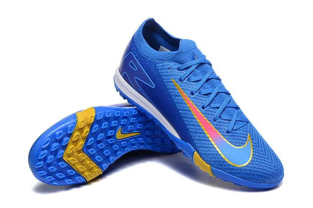 Nike Mercurial Vapor Blue Yellow Flyknit partie supérieure Low-Cut Collar gazon football chaussures 6
