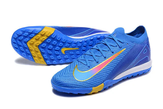 Nike Mercurial Vapor Blue Yellow Flyknit partie supérieure Low-Cut Collar gazon football chaussures 7
