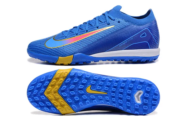 Nike Mercurial Vapor Blue Yellow Flyknit partie supérieure Low-Cut Collar gazon football chaussures 9