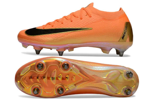 Nike Mercurial Vapor Orange Black Gold Firm-Ground Soccer Shoes 6