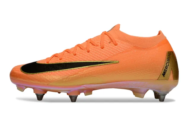Nike Mercurial Vapor Orange Black Gold Firm-Ground Soccer Shoes 7