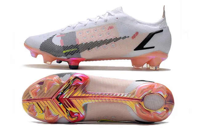 Nike Mercurial Chaussures de football basses blanches multicolores à lacets tige mesh synthétique pour terrain ferme 2