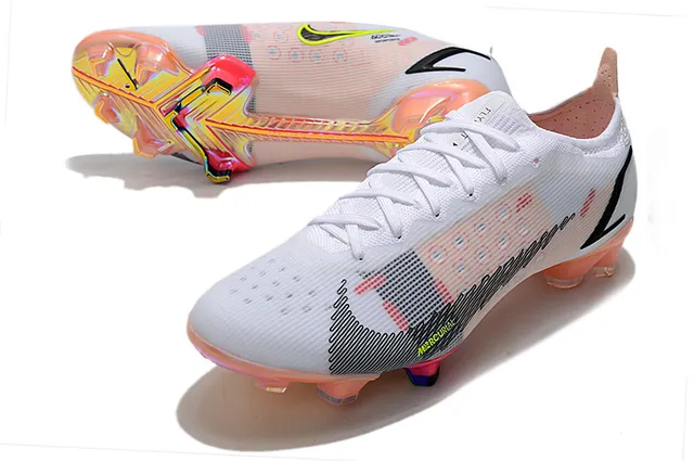 Nike Mercurial Chaussures de football basses blanches multicolores à lacets tige mesh synthétique pour terrain ferme 6