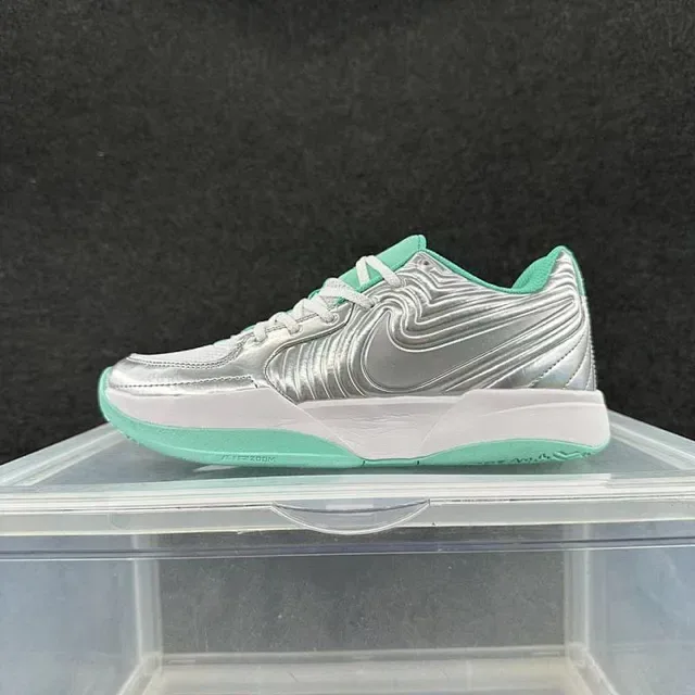 Nike Metallic Silver and Mint Green Court Lifestyle Sneakers 2