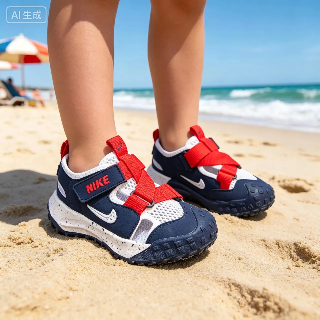 Nike Navy Red Multi-Strap Mesh Upper Casual Sandals 3