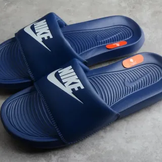 Nike Navy White Single-Strap Molded Footbed Slippers