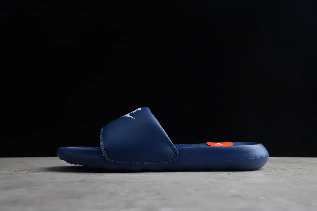 Nike Navy White Single-Strap Molded Footbed Slippers 12