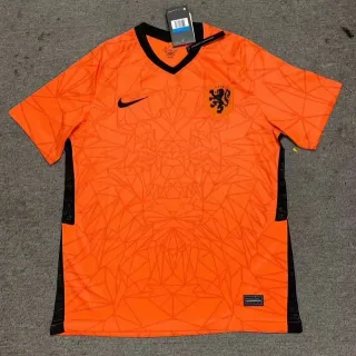 Nike Netherlands 2019–2020 Home Orange Black Geometric Lion Motif Jersey