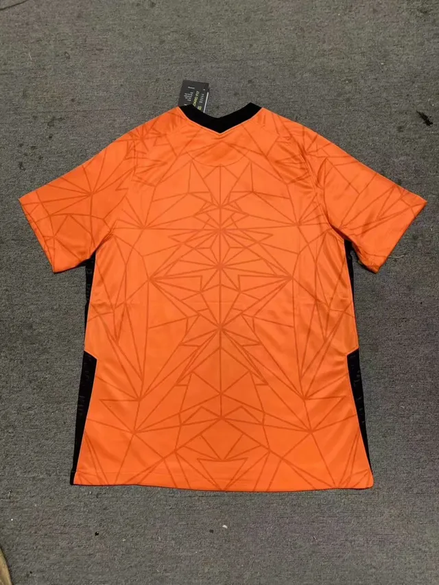 Nike Netherlands 2019–2020 Home Orange Black Geometric Lion Motif Jersey 3