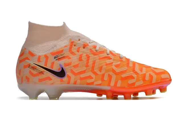 Nike Orange Beige High-Cut Flyknit Upper Geometric Pattern Firm-Ground Soccer Shoes 7