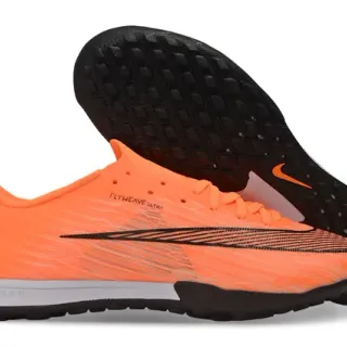 Nike Orange Black Flyweave Knit Upper Low-Cut Collar Turf Soccer Shoes