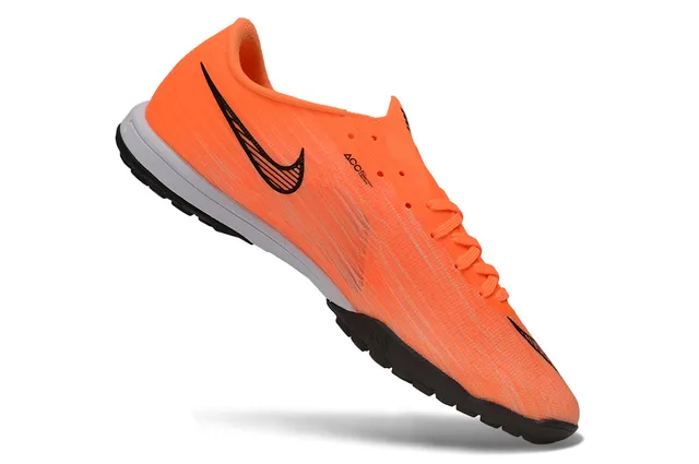 Nike Naranja Negro Flyweave Knit Upper Bajo-Corte Cuello Césped Zapatos de Fútbol 2