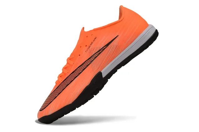 Nike Naranja Negro Flyweave Knit Upper Bajo-Corte Cuello Césped Zapatos de Fútbol 3