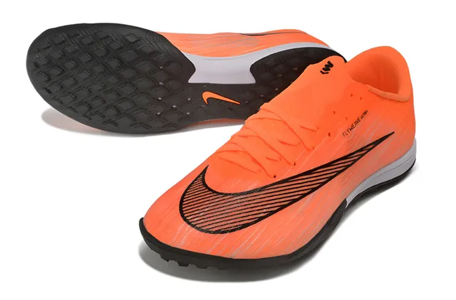 Nike Naranja Negro Flyweave Knit Upper Bajo-Corte Cuello Césped Zapatos de Fútbol 4