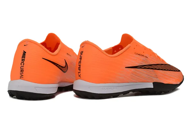 Nike Naranja Negro Flyweave Knit Upper Bajo-Corte Cuello Césped Zapatos de Fútbol 5