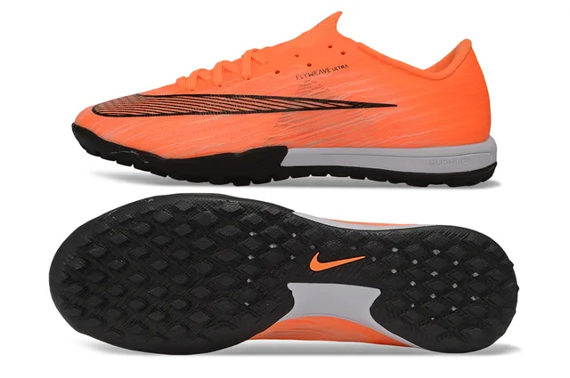 Nike Naranja Negro Flyweave Knit Upper Bajo-Corte Cuello Césped Zapatos de Fútbol 6