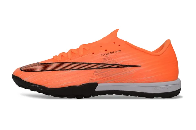 Nike Naranja Negro Flyweave Knit Upper Bajo-Corte Cuello Césped Zapatos de Fútbol 7