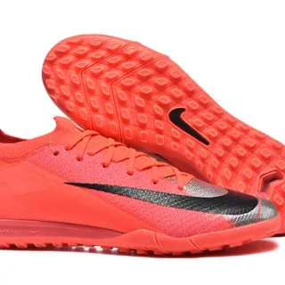 Nike Orange Black Knit Upper Synthetic Chevron Overlay Turf Soccer Shoes