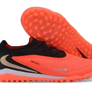 Nike Orange Black Low-Cut Shoe Asymmetrical Lacing System Turf Soccer Shoes